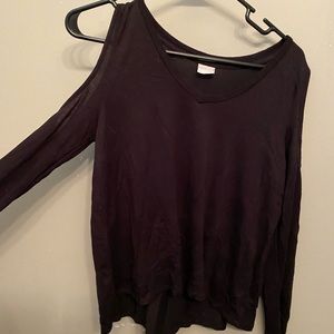 Cold-shoulder black sweater